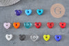 Pendentif Cœur verre artisanal coloré avec trou 14x15mm, x1 (G11039)