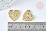 Pendentif Cœur zamac doré clair 25,5mm,fourniture création de bijoux, x1 G7416