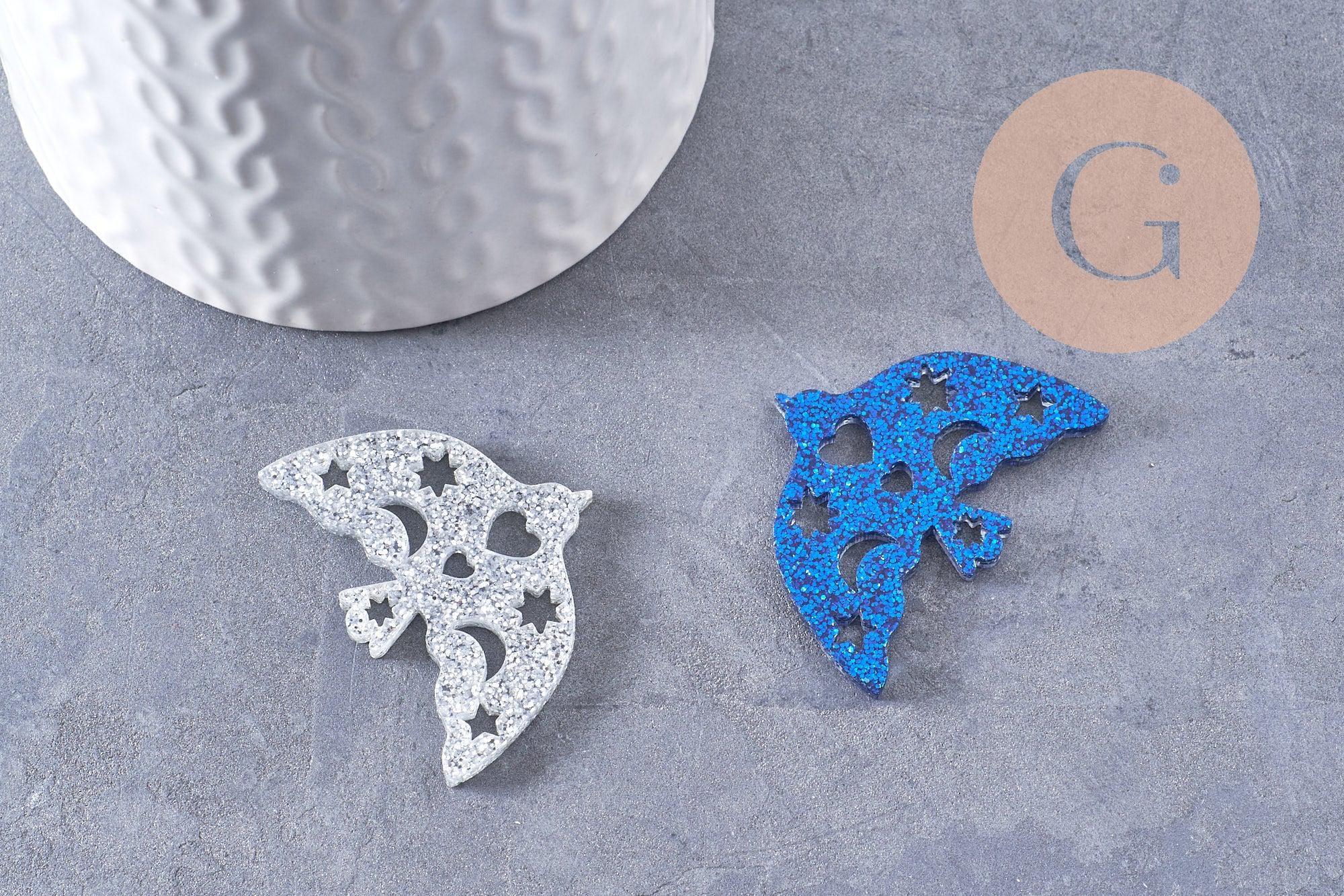 Pendentif Colombe acrylique 40mm, x2 (G10275)