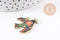 Pendentif Colombe noir à fleurs zamac doré 26mm, x2 (G10157)