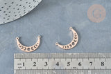 Pendentif Connecteur Lune ajouré acier 304 inoxydable or rose 21?5mm, x1 (G8370)