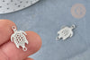 Pendentif Connecteur Tortue ajouré acier 304 inoxydable argenté 19,5mm, fabrication de bijoux acier inoxydable, x1 G8325