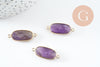 Pendentif Connecteur ovale améthyste naturelle laiton doré 27mm, x1 (G9929)