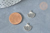 Pendentif Coquillage acier 304 inoxydable platine 13.5mm,x1 (G8022)