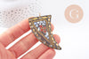 Pendentif Corne en laiton et pierres, pierre naturelle, pendentif doré, pendentif pierre, pendentif tibétain, 61mm, x1 (G3086)
