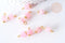 Pendentif Cube Agate naturelle rose pâle fer doré 14~16mm, pierre naturelle, x1 (G7971)