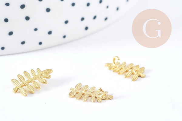 Pendentif Feuille Fougère laiton brut 15mm x1 G8878