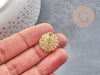 Pendentif Fleur Tournesol à message qui s'ouvre laiton doré 18mm, bijoux original DIY, x1 G9055