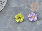 Pendentif Fleur colorée zamac doré 23,5mm, pendentif fleur , x1 (G8067)