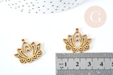 Pendentif Fleur de lotus acier 201 inoxydable doré 27mm, création bijoux acier inoxydable, x1 (G8726)