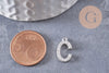 Pendentif Lettre acier 304 inoxydable argenté lettre cristal blanc, sans nickel,lettre initiale prenom,15.5mm, x1 (G4618)