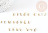 Pendentif Lettre laiton doré zircons colorés 8.5~9.5mm, x1 (G1570)