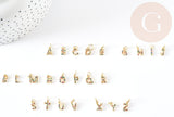 Pendentif Lettre laiton doré zircons colorés 8.5~9.5mm, x1 (G1570)