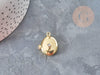 Pendentif Locket Médaillon ovale laiton doré 18K zircon 22x19.5mm, x1 (G9046)