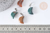 Pendentif Lune agate indienne naturelle laiton platine 21~24mm, création bijou lune agate naturelle, x1 (G7967)