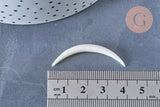 Pendentif Lune corne blanche naturelle 44x4mm, pendentif lune en corne naturelle blanche, création bijoux, x1, - G6492