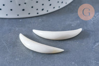 Pendentif Lune corne blanche naturelle 45x6mm, pendentif lune en corne naturelle blanche, création bijoux, x1, - G6490