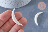 Pendentif Lune corne blanche naturelle 45x6mm, pendentif lune en corne naturelle blanche, création bijoux, x1, - G6490