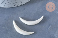 Pendentif Lune corne blanche naturelle 45x6mm, pendentif lune en corne naturelle blanche, création bijoux, x1, - G6490