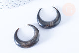 Pendentif Lune corne noire naturelle 37x8mm, pendentif lune en corne naturelle noire, piercing écarteur corne naturelle x1 - G6477
