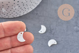 Pendentif Lune nacre blanche naturelle 13mm, X10 (G0905)