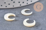 Pendentif Lune nacre noire/blanche naturelle non percé 12x11.5mm, x2 (G1736)