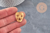 Pendentif Masque carnaval théâtre laiton brut 25mm, x1 (G10164)