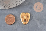 Pendentif Masque carnaval théâtre laiton brut 25mm, x1 (G10164)