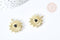 Pendentif Mauvais Oeil résine noire zamac doré 27,5mm, Pendentif zamac doré pour création bijou chance, x1 G8087