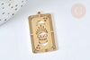 Pendentif Rectangle Oracle Lune et œil acier inoxydable 201 doré 32mm, bijoux mystique, x1 G7498