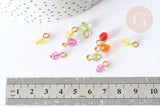 Pendentif Rond Acrylique couleur mixte fer doré 11~11,5mm, perles acryliques, X10 (G7883)