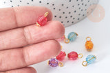 Pendentif Rond Acrylique couleur mixte fer doré 13~13,5mm, perle acrylique, X10 (G7882)