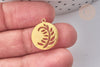 Pendentif Rond plat feuille acier 201 inoxydable doré PVD 18mm, x1 (G7973)