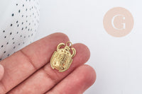 Pendentif Scarabée Egyptien acier 304 inoxydable doré IP 20.5mm, x1 (G8995)