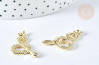 Pendentif Serpent zamac doré clair 30,5mm, serpent doré pour création bijoux, x1 G7412
