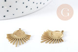 Pendentif Support cabochon soleil acier 304 inoxydable doré 25.5mm, x1 (G8933)