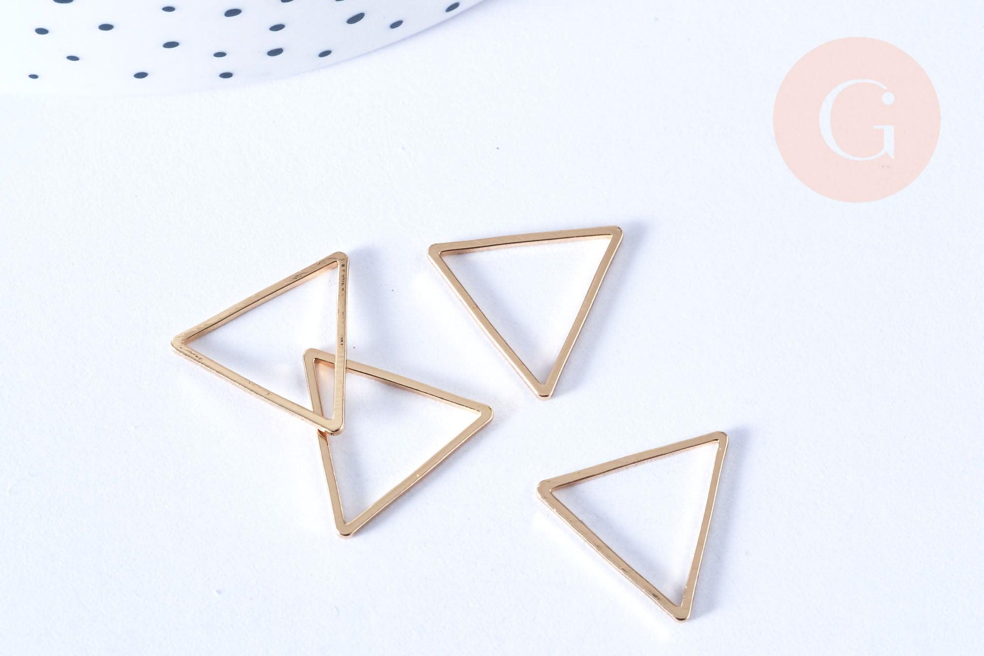Pendentif Triangle laiton brut 15mm, création bijoux géométriques dorés, x 5 G6556