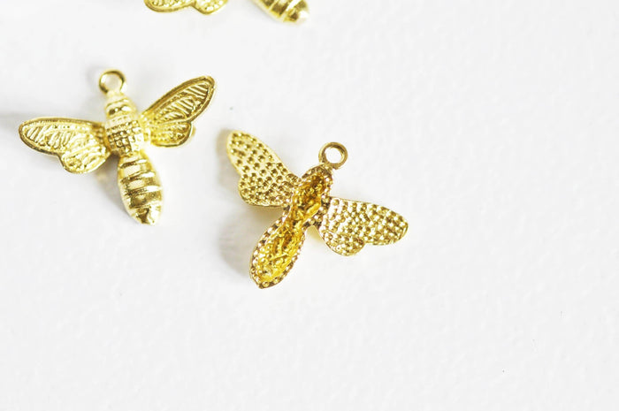 Pendentif abeille laiton doré 19mm, x2 (G1466)