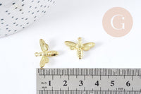 Pendentif abeille laiton doré 19mm, x2 (G1466)