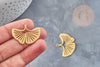 Pendentif acier 201 inoxydable doré feuille gingko 23mm,breloque acier inoxydable sans nickel, x1 (G6129)