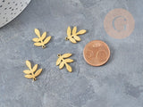 Pendentif acier 304 doré inoxydable feuille laurier 18mm, x1 (G4543)