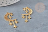 Pendentif acier 304 inoxydable doré lune et étoiles 41.5mm, x1 (G6153)