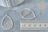Pendentif acier argenté goutte de pluie 30mm, bijoux acier inoxydable sans nickel, x1 G7612