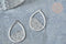 Pendentif acier argenté goutte de pluie 30mm, bijoux acier inoxydable sans nickel, x1 G7612