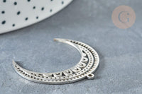 Pendentif acier argenté lune et étoiles 31mm, x1 (G8189)