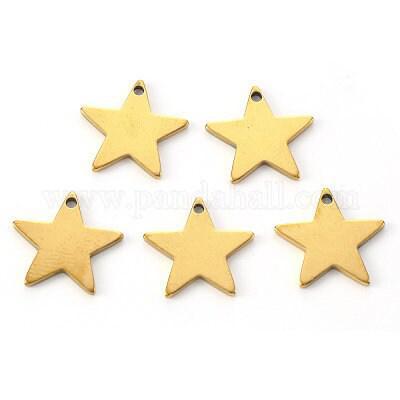 Pendentif acier doré inoxydable étoile 12mm, un bijou en acier hypoallergénique sans libération de nickel,12mm x1 G6147