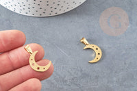 Pendentif acier doré lune et étoiles 20mm, breloque doré, acier inoxydable doré, pendentif sans nickel, x1 G6160