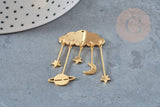 Pendentif acier doré nuage et constellations 49mm, breloque , acier inoxydable doré, pendentif sans nickel, x1 (G5736)