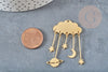 Pendentif acier doré nuage et constellations 49mm, breloque , acier inoxydable doré, pendentif sans nickel, x1 (G5736)