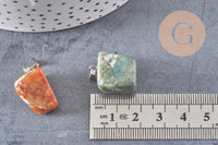 Pendentif agate indienne naturelle support acier inoxydable platine 35mm,Pendentif bijoux pierre naturelle, ,création bijoux pierre x1 G5506